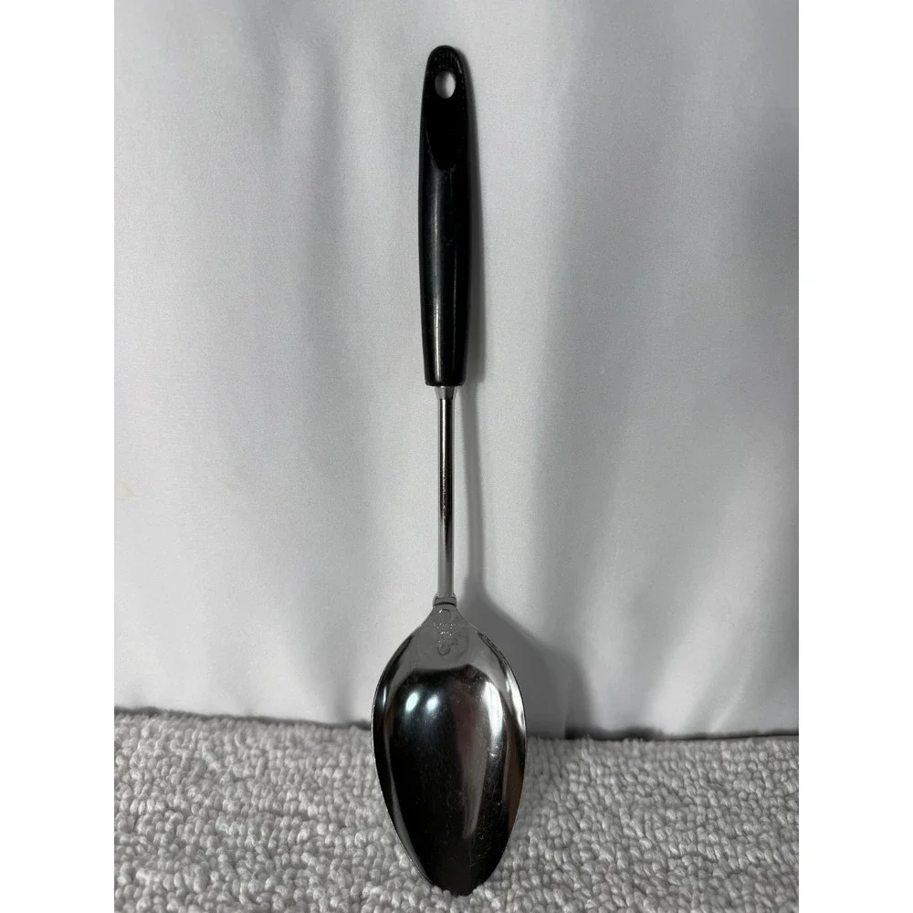 Vintage‎ Ekco Chromium Plated Serving Spoon Black Handle Made in USA 12.25 Inch